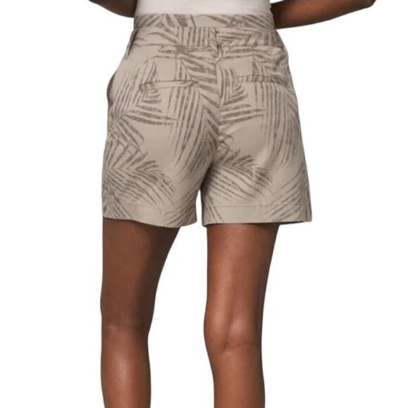 White House Black Market NWOT The Short High Rise Khaki Palm Print Size 14 - Picture 2 of 16
